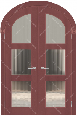Двухстворчатая арочная дверь Квадро-3 стекло Moru